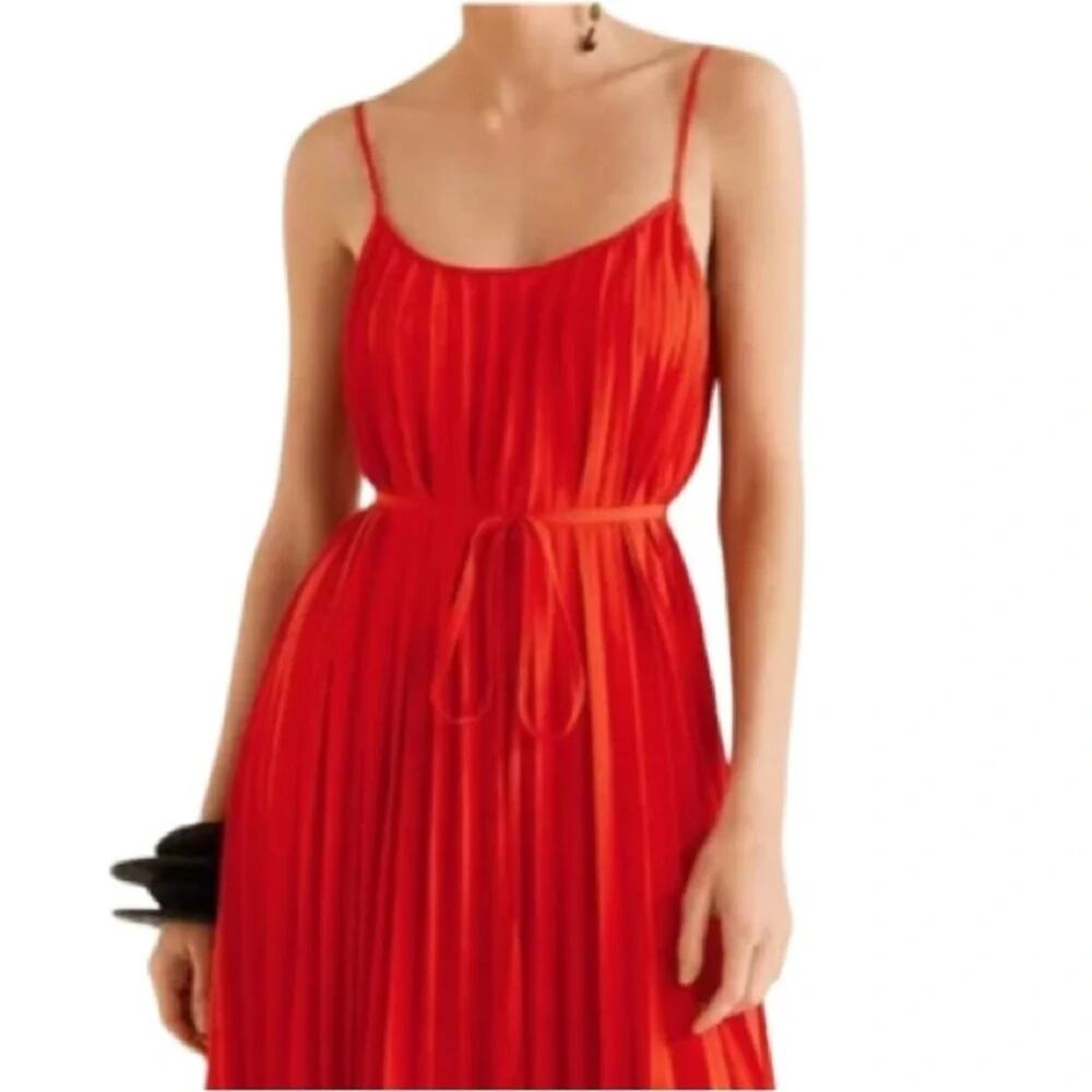 Sam Edelman Red Pleated Midi Dress Sleeveless Size M NWOT - Picture 3 of 10